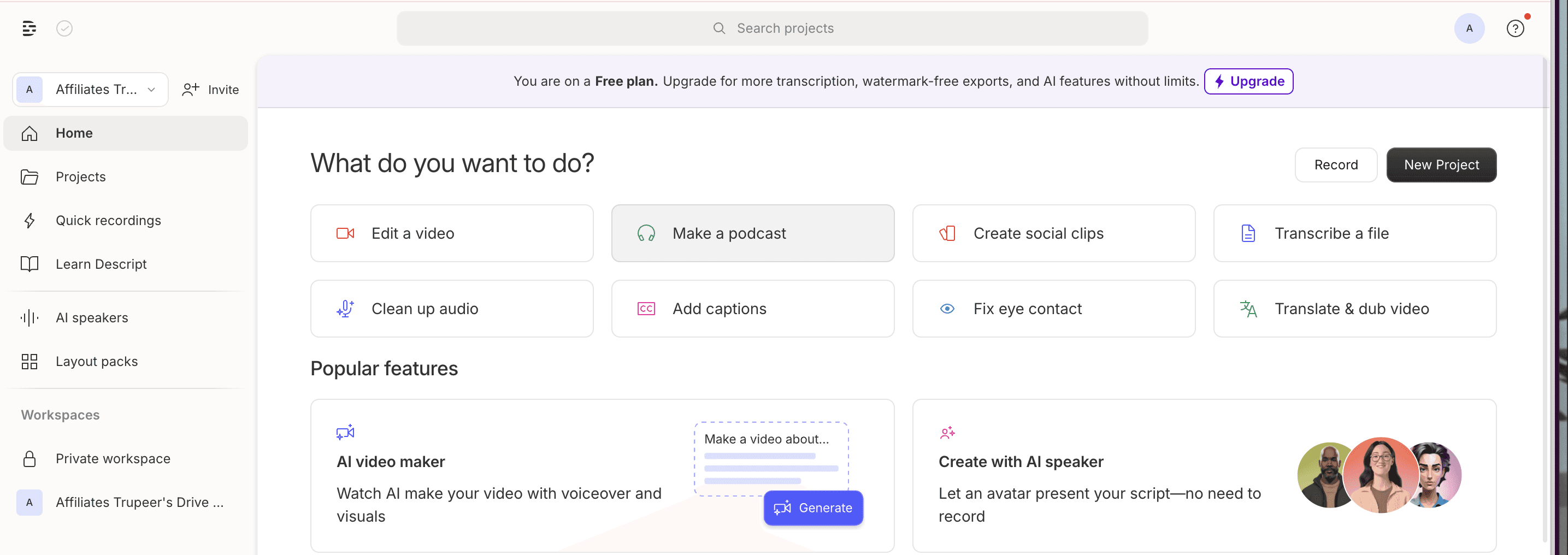 Descript — text-based video editor