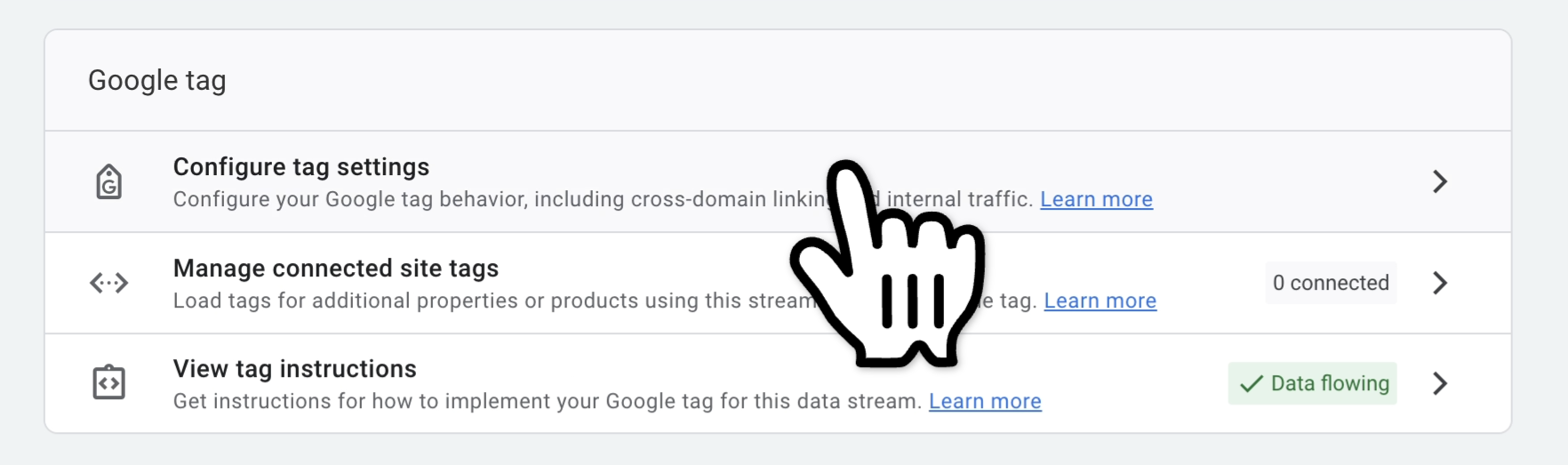 Google Analytics Configure tag settings