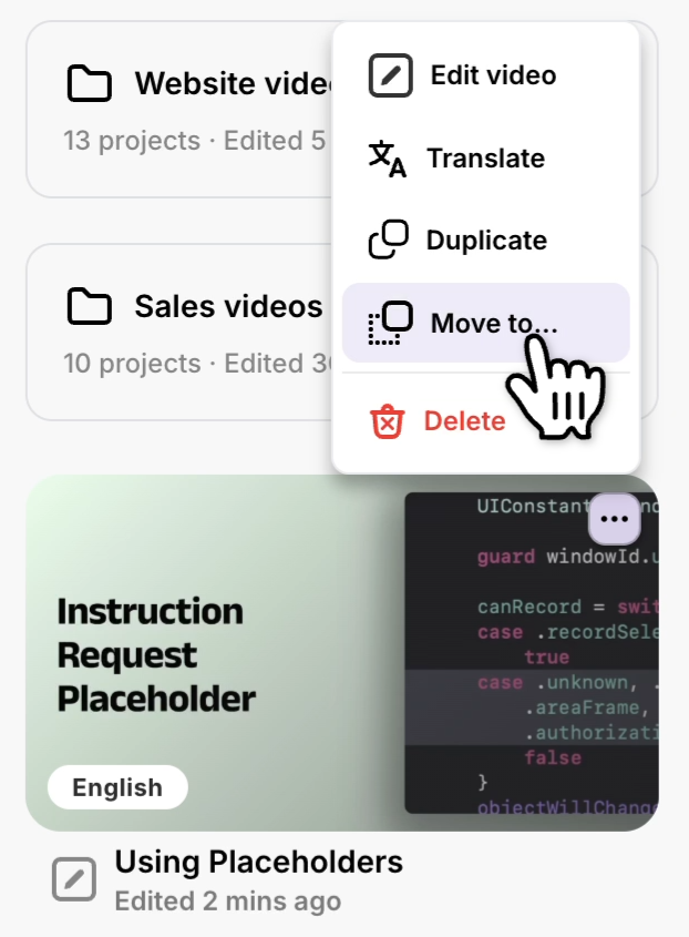 Three-dot menu with the Move to option