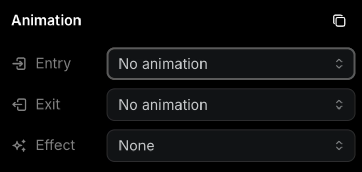 Animations tab in the right-hand panel