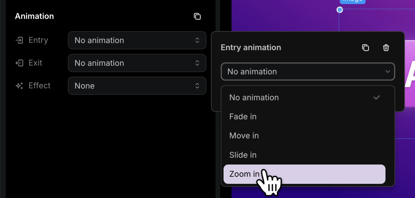 Animation Type dropdown
