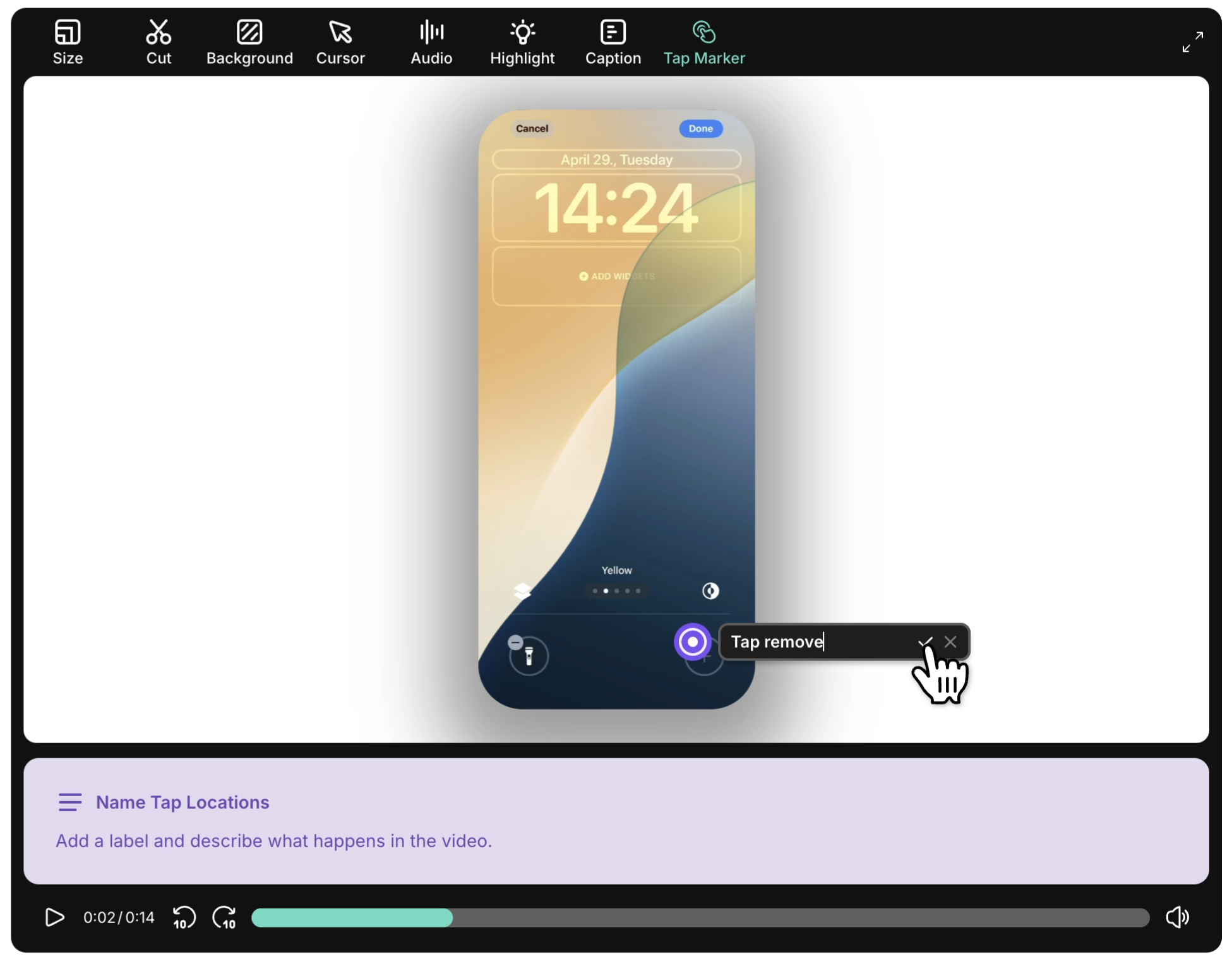 Naming the tap marker
