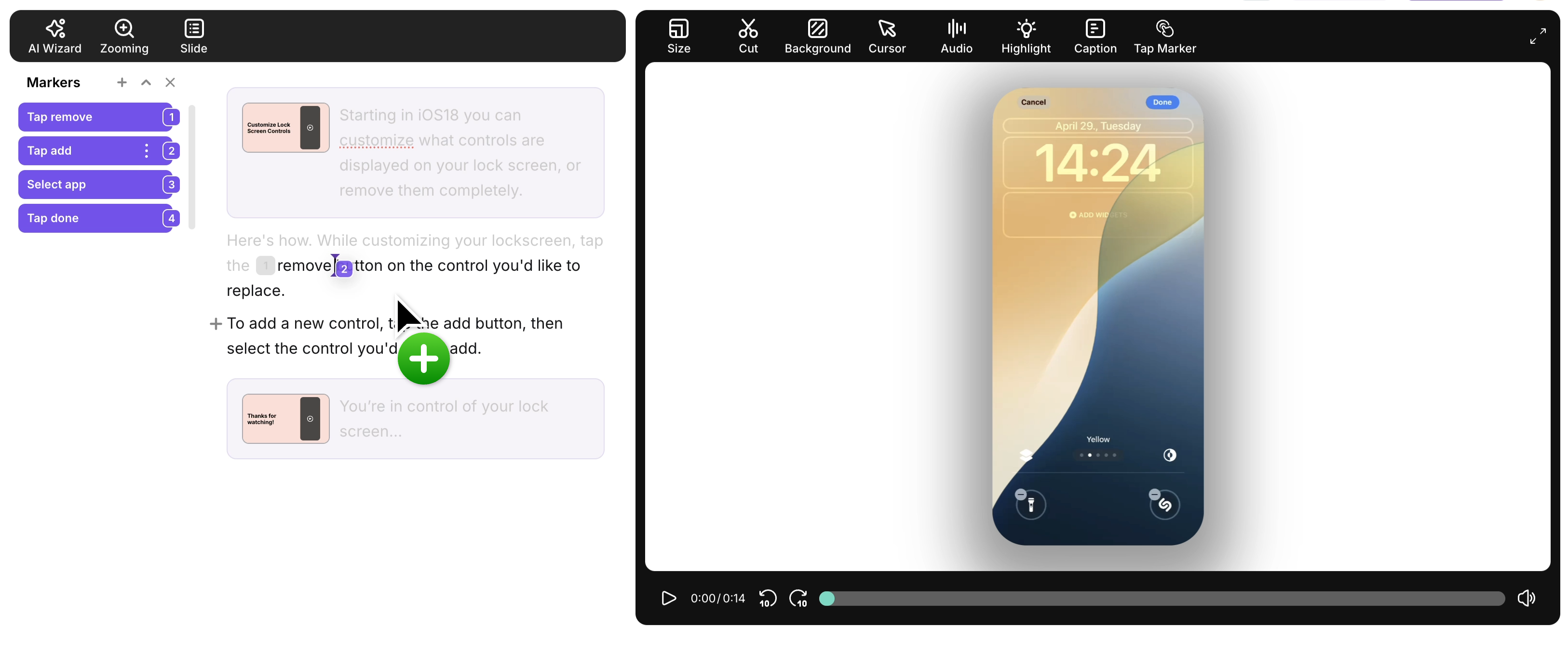Dragging Sync Markers in the narration editor