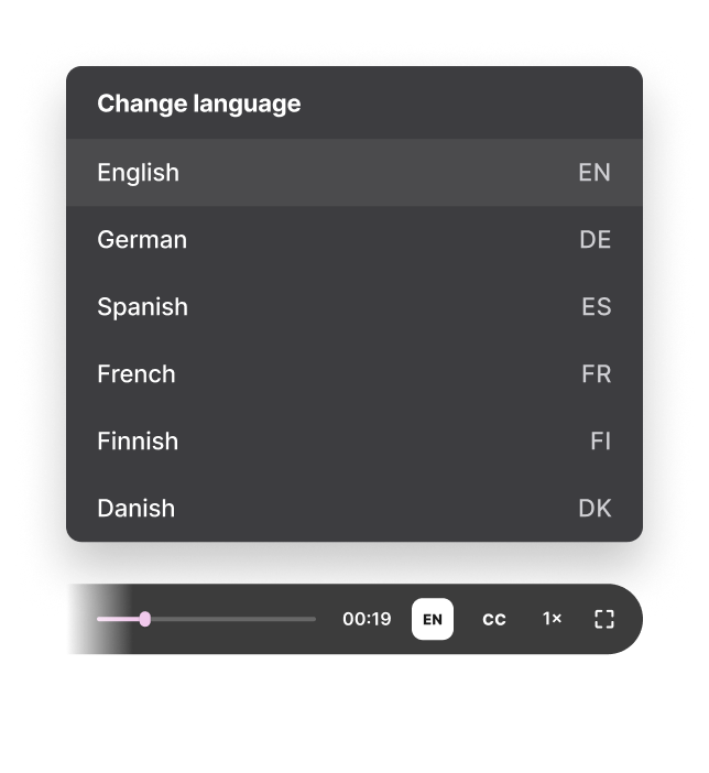 Tutorial AI multilingual player with language selector dropdown